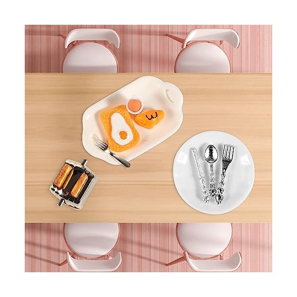 simarro Lot de 46 accessoires miniatures pour maison de poupée, échelle 1:12, mini machine à toaster, pain, lait, œufs, tasse