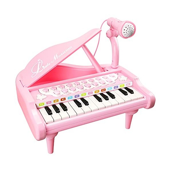 Piano Toys Clavier pour filles de 1 an et plus, cadeau danniversaire, instrument de musique avec microphone, 31 touches, ros