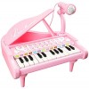 Piano Toys Clavier pour filles de 1 an et plus, cadeau danniversaire, instrument de musique avec microphone, 31 touches, ros