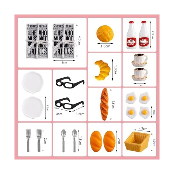 Accessoires pour Maisons de Poupées et GNOME Miniatures, 24 Pièces Ensemble de Petit-Déjeuner Cuisine Noël Décoration Cadeau,