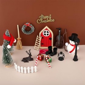 Amaxiu Lot de 22 pièces de porte de Noël miniature en forme delfe pour maison de poupée, nain de Noël, décoration de porte d