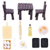 Aolso Maison de poupée Meubles Miniatures,17Pcs Enfants Salle à Manger en Bois Maison de poupée Meubles Accessoires de Cuisin