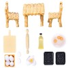 Aolso Maison de poupée Meubles Miniatures,17Pcs Enfants Salle à Manger en Bois Maison de poupée Meubles Accessoires de Cuisin