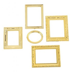 Dilwe Ensemble de 5 Cadres de Miroir Miniatures pour Maison de Poupée – Accessoires de Style Vintage Européen pour Chambre à 