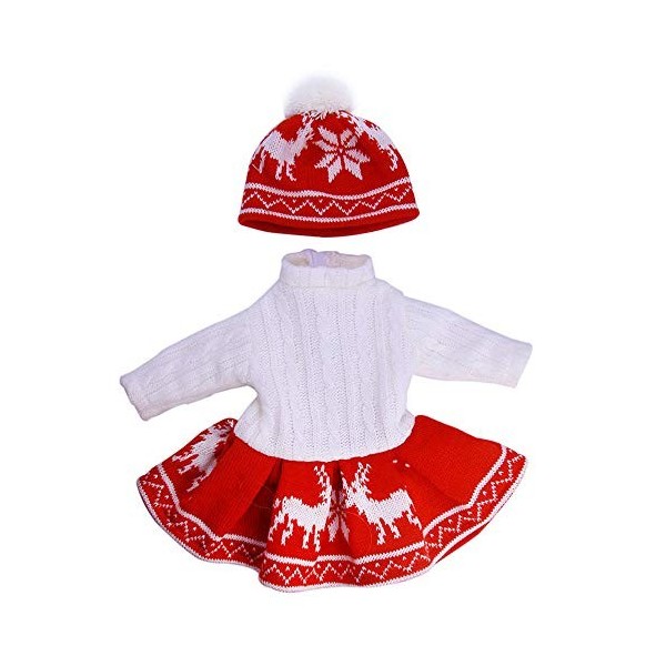 Uteruik Vêtements de poupée pour poupée American Girl de 46 cm - Tenue dhiver décontractée - Robe pull et chapeau tricoté - 