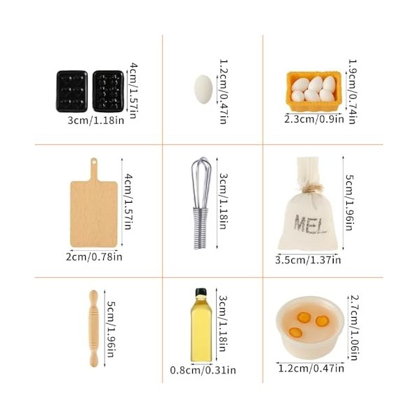 Jooheli Accessoires de Cuisine de Noël Miniature, Accessoires de Cuisine Miniatures, Kit de Noël Miniature pour Lutin, Cadeau