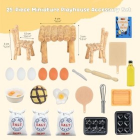 Lotvic Accessoires de Cuisine Miniature, Mini Accessoires de Maison de Poupée, 25 Pièces Ensemble de Cuisson Miniature, Acces