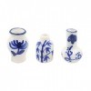 F Fityle 3 1/12 Maison de poupée Vases en Porcelaine Bleu et Blanc Ensemble Miniature Accessoires de Photographie Style Chino