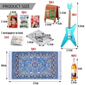 BDSHUNBF Lot de 14 Accessoires de Bistro pour Maison de Poupée, Échelle 1:12 Miniature de Maison de Poupée Accessoires, Jouet