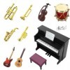 11 PièCes Mini Instruments De Musique Miniatures,Mini Instrument De Musique ModèLe 1/12,ModèLes DInstruments De Musique Mini