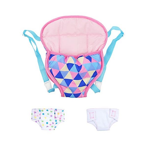 ZWOOS Sac à Dos Porte-bébé et Couches pour Baby Poupée, Accessoires pour 18" Poupées 40-45 cm 