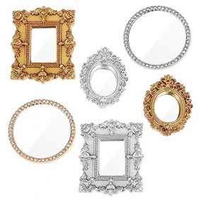 simarro 6Pièces Miroir classique pour maison de poupée miniature, 1:12 Accessoires de chambre à coucher pour meubles miniatur