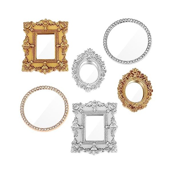 simarro 6Pièces Miroir classique pour maison de poupée miniature, 1:12 Accessoires de chambre à coucher pour meubles miniatur