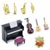 Maison de poupée, Lot de 11 Mini Instruments de Musique Miniatures pour Maison de poupée, Mini Instrument de Musique modèle 1