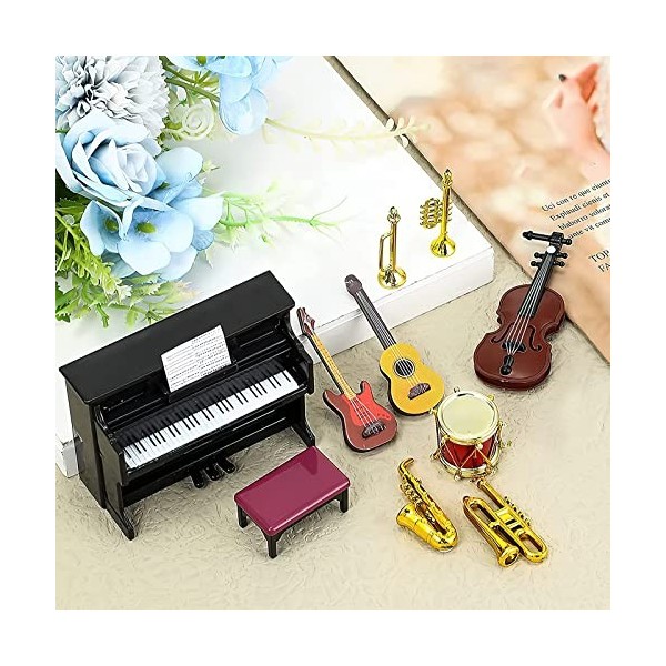 Maison de poupée, Lot de 11 Mini Instruments de Musique Miniatures pour Maison de poupée, Mini Instrument de Musique modèle 1