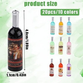 20pcs Bouteilles Miniatures, Accessoires de Boisson Mini Maison Bouteilles Font des Mini Aliments Bouteille de Vin Miniature 