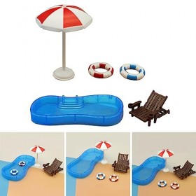 KieTeiiK Accessoires Maison Poupée Plage Miniature pour Bricolage Maison Poupée Aménagement Paysager Piscine Chaise Plage Mod