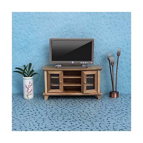 Greensen Accessoires de Maison de Poupée 1:12, TV Miniature avec Télécommande, Accessoires de Salon, Mini Meubles pour Maison