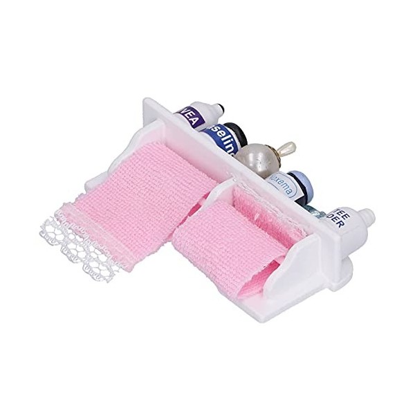 Accessoires de Salle de Bain pour Maison de Poupée, Support de Rangement Miniature en Bois Blanc pour Serviettes de Salle de 