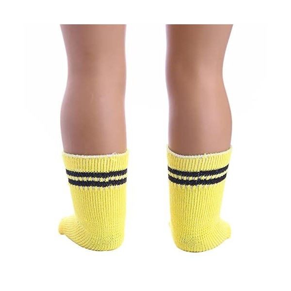 Hinleise 4 paires de chaussettes de poupée de couleur unie pour poupée américaine de 18 pouces accessoire de costume jaune ro