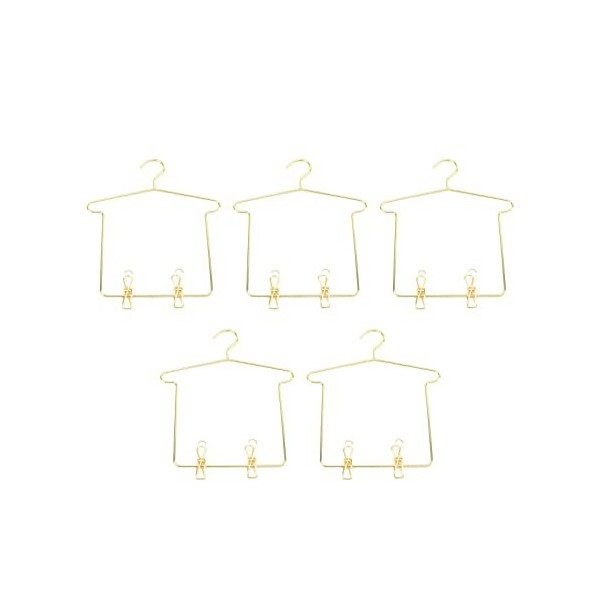 MagiDeal 5x Cintre en métal pour maison de poupée, porte-manteau, micro paysage, accessoires de poupée, mini jouet, jeu de si