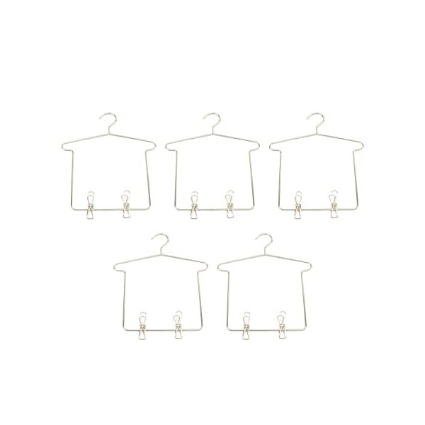 MagiDeal 5x Cintre en métal pour maison de poupée, porte-manteau, micro paysage, accessoires de poupée, mini jouet, jeu de si