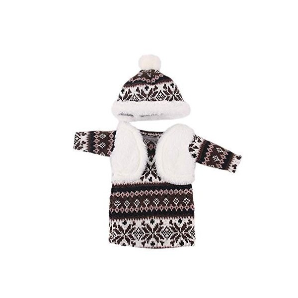 Uteruik Robe et chapeau en tricot pour poupée 46 cm Vêtements dhiver décontractés Accessoires de costume 2 pièces C 