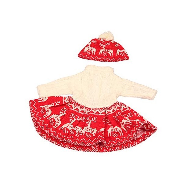 Uteruik Vêtements de Noël pour poupée américaine de 46 cm - Tenue décontractée - Robe tricotée - Chapeau - Accessoires de cos