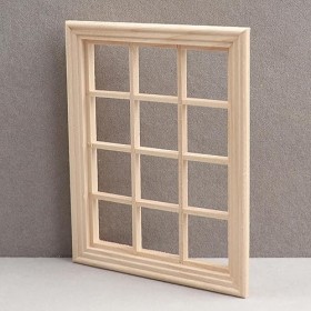 F Fityle Fenêtre de Maison de Poupée, Meubles Miniatures 1/12, Jeu de Simulation, Cadre de Fenêtre Décoratif Rétro à 12 Panne