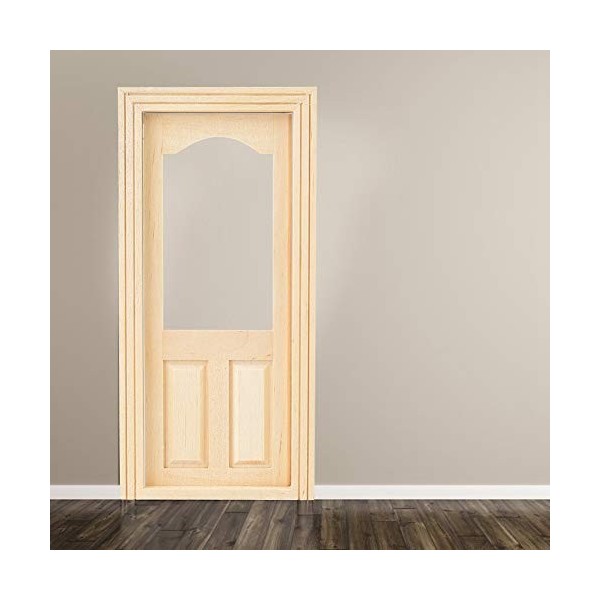 Srliya Porte de Maison de Poupée 19 × 10 × 3, Simulation de Meubles de Porte en Bois pour Bricolage 1:12, Accessoire de Maiso