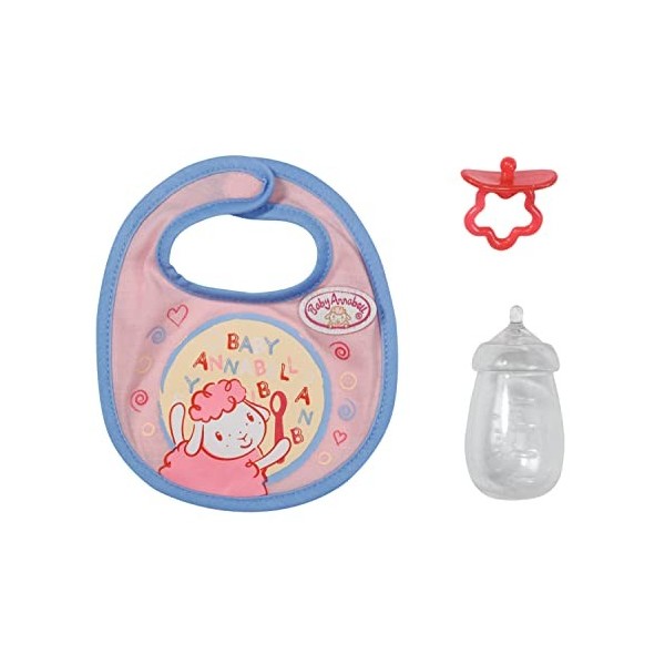 Baby Annabell Little Set de Repas – pour Les poupées de 36 cm – avec 1 Bavoir, 1 biberon & 1 tétine – pour Les Petites Mains 