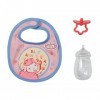 Baby Annabell Little Set de Repas – pour Les poupées de 36 cm – avec 1 Bavoir, 1 biberon & 1 tétine – pour Les Petites Mains 