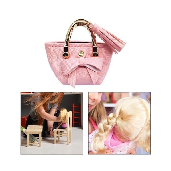 Amagogo Mini Sac à Main en Cuir PU, fourre-Tout Miniature, Ornement de Maison de poupée avec nœud Papillon, Accessoires pour 