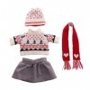 Uteruik Vêtements de poupée pour poupée américaine 46 cm, tenue dhiver décontractée, pull jupe bonnet et écharpe accessoire 