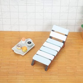 Sharplace Chaise Longue de Plage en Bois de Bouleau - Modèle de Meubles de Maison de poupée 1:12 - pour Accessoire de scène d