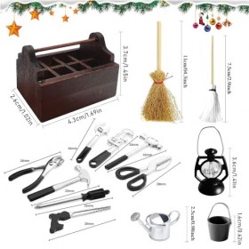TUIBEIDAMAI Boîte à Outils en Bois Miniature,Boîte à Outils Maison de poupée avec Outils,Mini boîte à Outils en Bois,14 Acces
