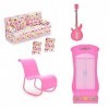 Xiton Barbie Meubles Accessoires de 1pc Couch, Coussins 2PCS, 1pc Guitare, 1pc Rocking Chair Rose ou Blanc au Hasard , 1pc A