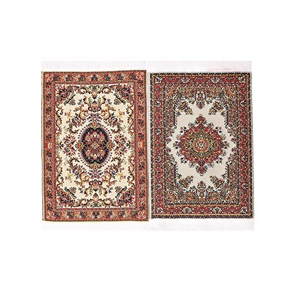 iland world Lot de 2 tapis de maison de poupée miniatures pour meubles de maison de poupée à léchelle 1:12, tapis tissés pou