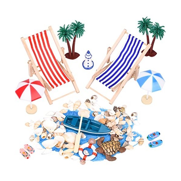 Décoration de Plage Miniature - Lot de 15 Accessoires de Plage dOcéan pour Maison de Poupée et Plantes - Jouets Miniatures D