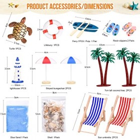 Décoration de Plage Miniature - Lot de 15 Accessoires de Plage dOcéan pour Maison de Poupée et Plantes - Jouets Miniatures D