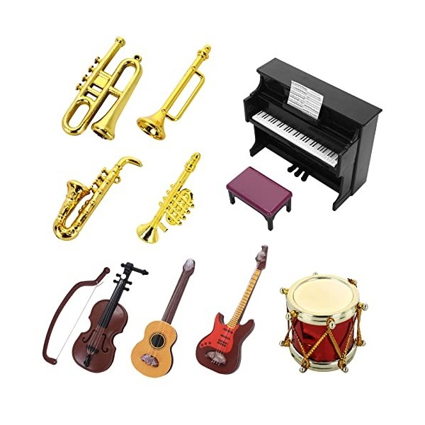 cobee Kit dinstruments de musique miniature pour maison de poupée - 1:12 - Mini maison de poupée - Mini instrument de musiqu