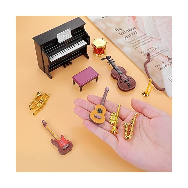 cobee Kit dinstruments de musique miniature pour maison de poupée - 1:12 - Mini maison de poupée - Mini instrument de musiqu