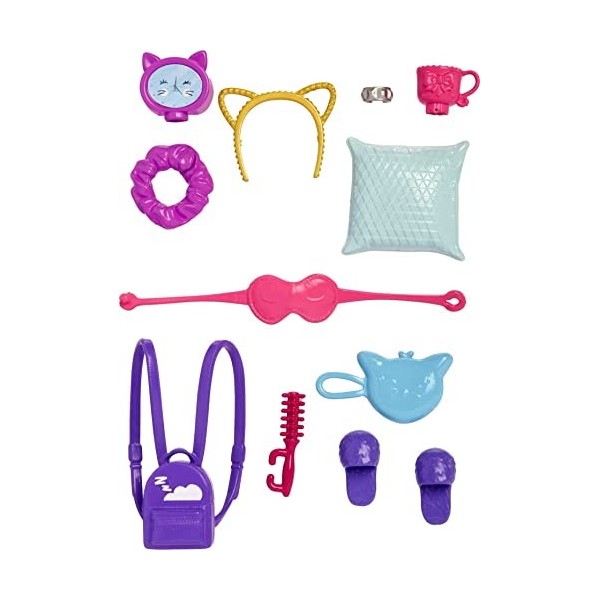 Barbie Accessoires pour poupées, thème Pyjama, 11 Accessoires de Mode