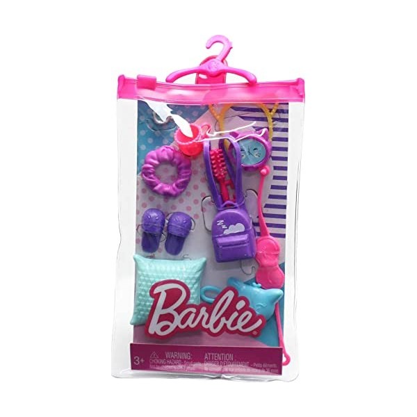 Barbie Accessoires pour poupées, thème Pyjama, 11 Accessoires de Mode