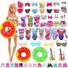 Festfun 5 Sets Maillots de Bain Bikini Vêtements dété avec 5 Chaussures 2 Bouées et 6 Accessoires pour Poupée de 11,5 Pouces