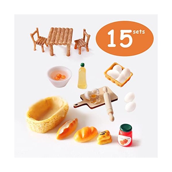 1 Ensemble daccessoires pour Maison de poupée, Accessoires pour Maison de poupée, Mini Cuisine, Bols, œufs, Tables et chaise