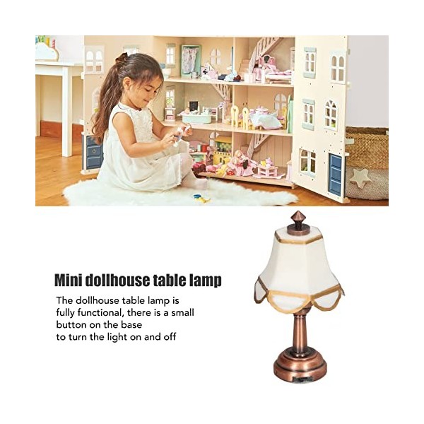 Lampe de Table Miniature pour Maison de Poupée, Échelle 1/12 Fonctionnement à Piles Accessoires pour Lampe de Maison de Poupé