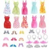 KHDULQ 32 PCS Vêtements Barbie, Robe Barbie Femme, Accessoire Poupee, pour Poupée 11pouces, Contient 10 Vêtements, 10 Paires 