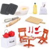 Ctxtqtdt 22 Pièces Miniature Accessoires pour Maison de Poupée, Meuble Maison Poupee avec Table, Chaise et Ensemble de Cuisso