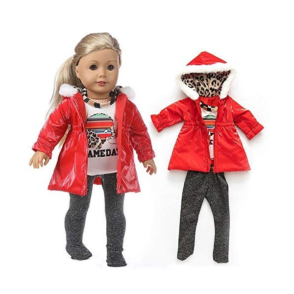 Uteruik Vêtements de poupée pour poupée Fille de 46 cm - Manteau Leggings Tenues Accessoire de Costume, 2 pièces A 